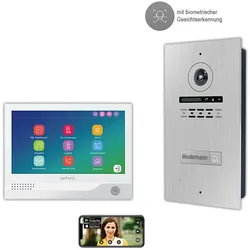 1 Familienhaus mit Gesichtserkennung, 7zoll Monitor, 2 Draht BUS WLAN Video-Türsprechanlage, 2 Megapixel HD Kamera, 170 Grad Weitwinkel- Außenstation