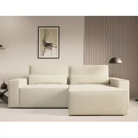 moeblo Ecksofa DENVER MINI – Ottomane beidseitig montierbar, Ecksofa aus Cord, Couch für Wohnzimmer, Schlafsofa Sofagarnitur Sofa Eckcouch L-For... - Beige