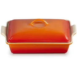 Le Creuset Rechteckige Auflaufform Tradition mit Deckel aus Steinzeug Ofenrot