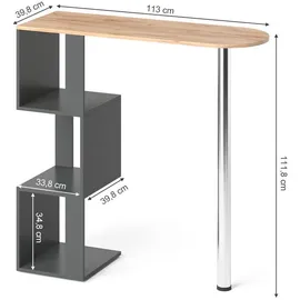 Vicco Bartisch Vincent 113 x 111,8 x 39,8 cm Anthrazit/Goldkraft Eiche