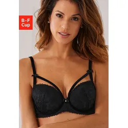 Schalen-BH PETITE FLEUR GOLD "Seduction", Damen, Gr. 95, Cup B, schwarz, Spitze, Obermaterial: 85% Polyamid, 15% Elasthan, sexy, BHs Schalen-BH Spitzen-BH Spitzenwäsche Dessous Reizwäsche Bügel-BH, mit sexy Bänder-Optik, sexy Dessous