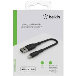 Belkin Lightning Lade/Sync Kabel 15cm, PVC, schwarz, mfi zert.