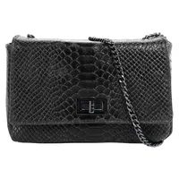 Cluty Umhängetasche, echt Leder, Made in Italy schwarz