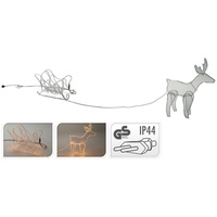 Ambiance Weihnachtsdeko Rentier mit Schlitten 14 m Lichterkette