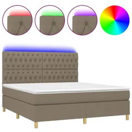 vidaXL Boxspringbett mit Matratze & LED Taupe 180x200 cm Stoff