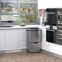 Homcom Mülleimer mit Sensor Mülltrennsystem Edelstahl Silber