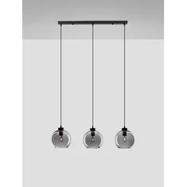 Nova Luce Palmer 3-flg. 70 cm schwarz, Rauchiggrau