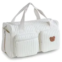 Syglawnd Baby-Reisetasche, gesteppte Reisetasche, süße Bären-Stickerei, großes Fassungsvermögen, Baby-Reise für Krankenhaus und Wochenendurlaub, 18, 9 x 10, 2 x 8, 7 Zoll - 48*26*22cm/18.9*10.2*8.7inch