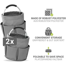 Wenko Universal Reinigungs Caddy 16 l, Anthrazit, 2er Set, mit 6 Außentaschen für Schwämme und Tücher
