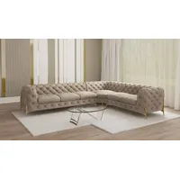 s-style möbel Chesterfield Ecksofa Willow mit Metall Füßen Creme Samt