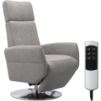 Cavadore TV-Sessel Cobra / Fernsehsessel mit 2 E-Motoren und Akku / Relaxfunktion, Liegefunktion / Ergonomie L / 71 x 112 x 82 / Lederoptik Hellgrau