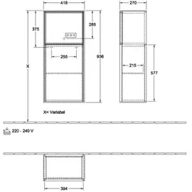 Villeroy & Boch Finion F51 418x936x270mm anthrazit