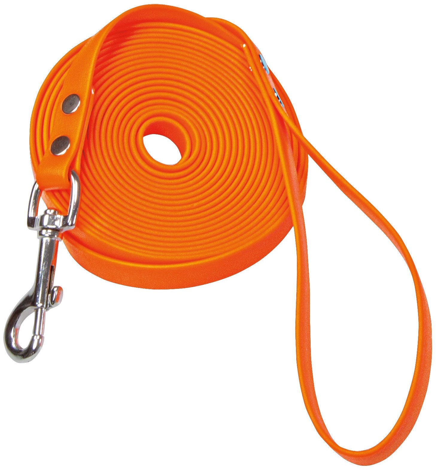 Schecker Biothane® Schleppleine - orange mit Handschlaufe 10m/9mm nimmt kein Wasser auf Leine 1 St