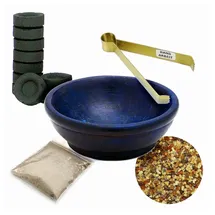 Nklaus Natürliche Speckstein Räucherschale blau Ø7,5cm Räucherset 5tlg Gloria Weihrauch 40609