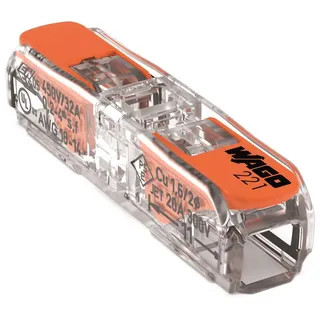 WAGO 221-2411 Durchgangsverbinder Klemme mit Hebel transparent 1-polig