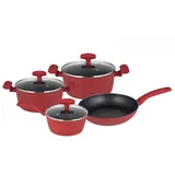 Michelino Nora Topf-Set 7-tlg. 2 x Bratentopf + Stieltopf + Bratpfanne rot