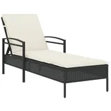 vidaXL Sonnenliege mit Auflage Schwarz 63x200x81 cm Poly Rattan