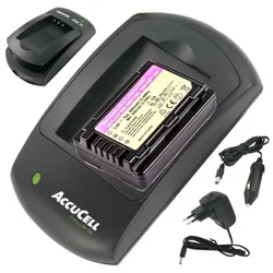 AccuCell VW-VBT190 Nachbau Akku und Ladegerät inkl. 12 Volt Ladekabel fürs Auto, Leider nicht geeignet für die Camcorder Modelle V727, HC-