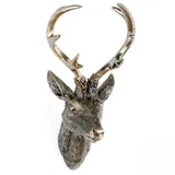 Lex Hirschgeweih Hirschkopf Wanddeko Dekoration Wandschmuck Figur Geweih Bronze 20x30cm