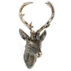 Lex Hirschgeweih Hirschkopf Wanddeko Dekoration Wandschmuck Figur Geweih Bronze 20x30cm