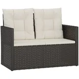 furnicato Gartenbank mit Kissen Schwarz 105 cm Poly Rattan