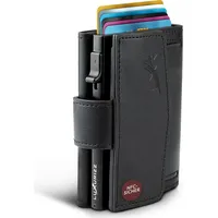 luxurizz Smart Wallet aus echtem Leder schwarz/Slim Wallet mit Münzfach & RFID-Schutz/praktisches Kartenetui mit Slider/Geldbörse Herren & Damen in kompakter Größe für 10 Karten