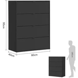 mokebo Kommode mit 4 Schubladen in Anthrazit Die Stilvolle Highboard, Anrichte oder Sideboard
