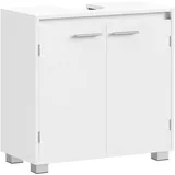 VASAGLE Waschbeckenunterschrank, Badezimmerschrank, 2 Fächer hinter den Türen, für Waschbecken ohne Säule, Badezimmer-Unterschrank mit Füßen, 30 x 60 x 60 cm, wolkenweiß BBK505W01