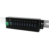 Exsys EX-1110HMVS Hub (USB-B, 10 Ports), Dockingstation + USB Hub, Schwarz