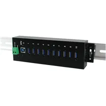 Exsys EX-1110HMVS Hub (USB-B, 10 Ports), Dockingstation + USB Hub, Schwarz