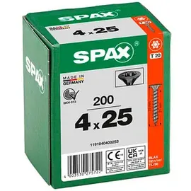 SPAX Universalschrauben T20 4,0x25 schwarz 200 St.