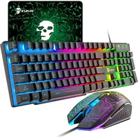 Urchoiceltd Kabelgebundenes mechanisches Gefühl Gaming-Tastatur und Maus-Set Regenbogen-LED 104