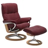 STRESSLESS Sessel mit Hocker Mayfair Signature Leder Rot Batick Bordeaux M (Medium)