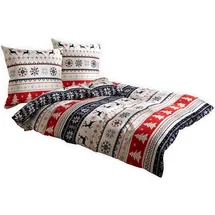 Traumschlaf Norweger Hirsch Flanell Rot 200 x 220 cm + 2 x 80 x 80 cm