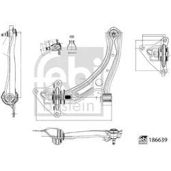 FEBI BILSTEIN Lenker, Radaufhängung vorne links mit Gummilagern für HONDA 51360-TH-9000 51360-TF0-030 51360-TF0-020 186639