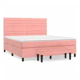 vidaXL Boxspringbett mit Matratze Rosa 160x200 cm Samt