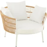 Runder Outdoor-Sessel aus Rattan und Metall - Weiß