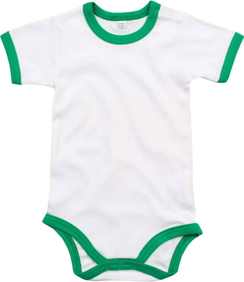 Babybugz Kinder Baby Body Baby-Body BZ19 white/kelly green 3-6 Monate