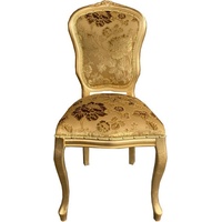 Casa Padrino Esszimmerstuhl Barock Luxus Esszimmer Stuhl Louis Gold Bouquet Muster / Gold - Barock Möbel