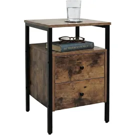 Relaxdays Nachtschrank 2 Schubladen 40 x 40 x 61 cm Braun/Schwarz
