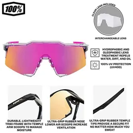 100% Speedcraft Polished Translucent Grey 60007 17 Purple Multilayer Mirror Lens