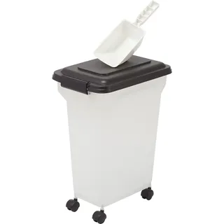 Iris Ohyama Hundefutter Aufbewahrung mit Rollen, 20L/7.5kg, Schwarz, Luftdichte Futterbox, Trockenfutter, Futterbehälter, Für Hunde, Katzen,