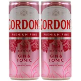 Gordon's Premium Pink Distilled Gin & Tonic Water | Erfrischendes Mixgetränk | Trinkfertige Dose für unterwegs & gesellige Events | 10% vol | 12 x 250 ml EINWEG Mehrverpackung | (Packung mit 2)