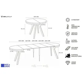 WFL GROUP Runder Esstisch 100 x 77 x 100 cm beige