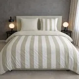 Traumschlaf Los Angeles Gestreift Beige 200 x 220 cm + 2 x 80 x 80 cm