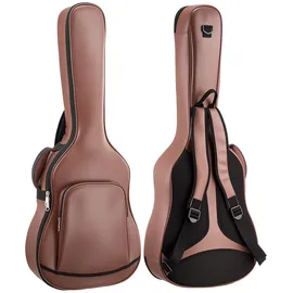 Vevor Gitarrentasche für 41-Zoll-Akustikgitarren mit Außenzubehörfach Braun, Gitarrenrucksack mit Schaumstoffpolsterung, Tragegriff und Schultergurten, 1195 mm Gig Bag aus PU-Leder