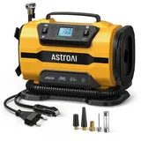 AstroAI Kompressor Auto 12V DC/230V AC Duale Stromquellen, Hochdruck bis zu 10,3 bar, max. Luftdurchsatz von 350 L/min, Multifunktionaler Luftkompressor für Fahrrad, Auto, Schlauchboote, Luftmatratze