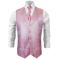 Paul Malone Anzugweste Herren Hochzeitsweste mit Plastron Set 2tlg pink paisley – Bräutigam (Set, 2-tlg., mit Weste und Plastron) rosa pink V94, Gr. 64 (5XL) rosa 64