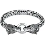KUZZOI KUZZOI Armband Herren Wolfskopf Braided Ringverschluss 925 Silber Herrenschmuck