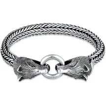 KUZZOI KUZZOI Armband Herren Wolfskopf Braided Ringverschluss 925 Silber Herrenschmuck